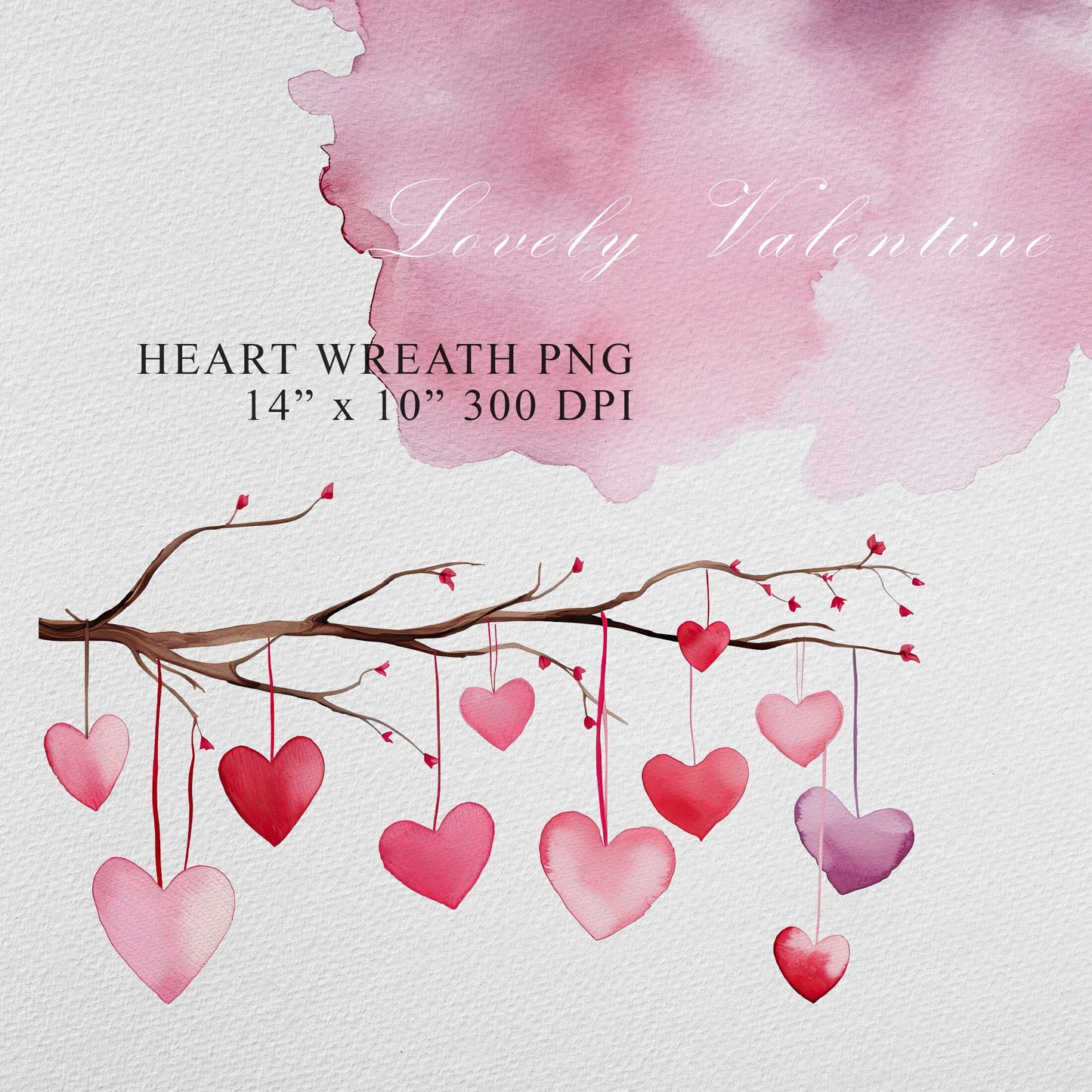 Watercolor Valentine, Valentine clipart, Heart clipart, Valentine PNG, Love clipart, Valentineday clipart, Heart wreath, Pink clipart