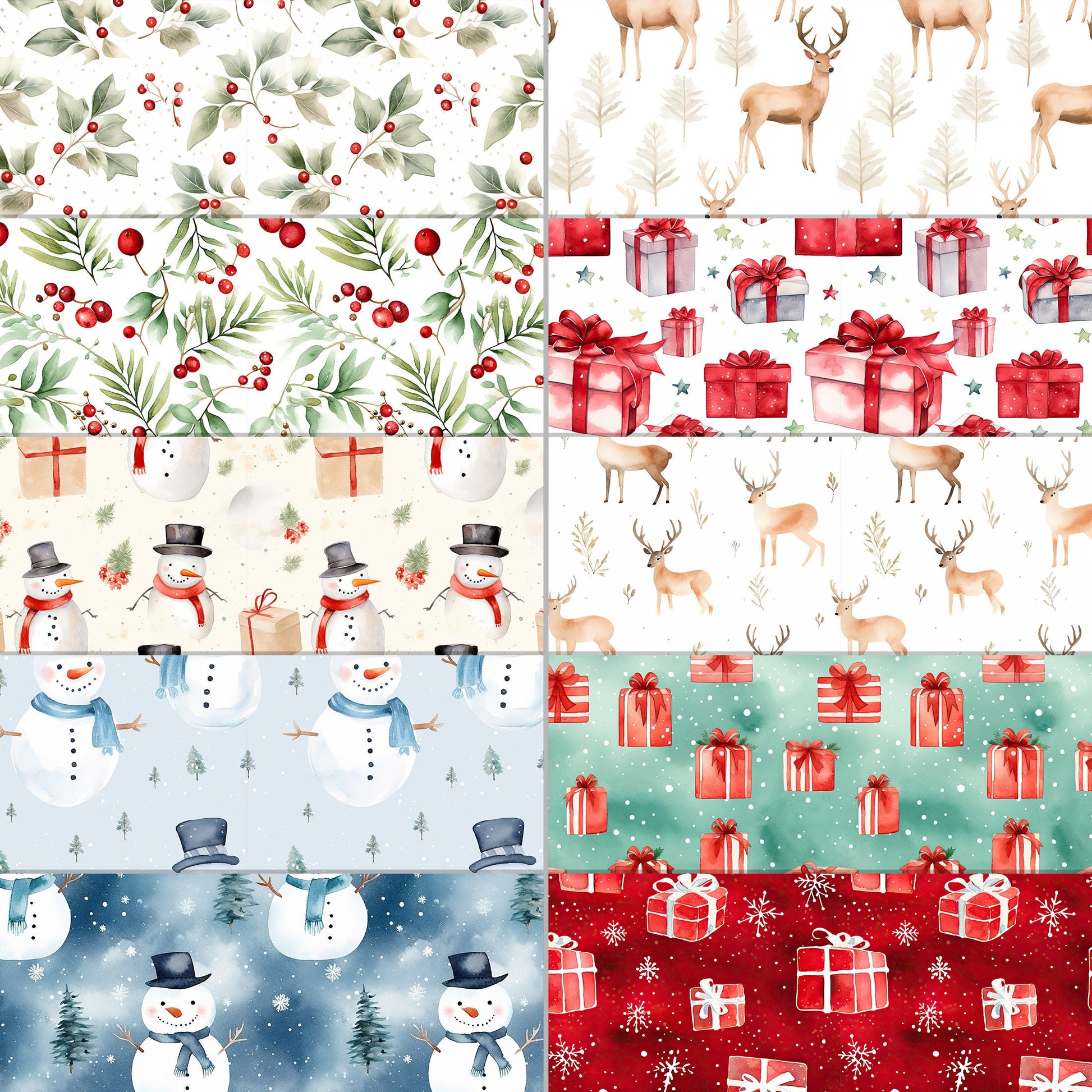 20 Christmas Printable Paper Designs| Digital Download Paper Set| PNG sublimation| Retro Seamless Digital Paper Bundle| Cute X-Mas Pattern