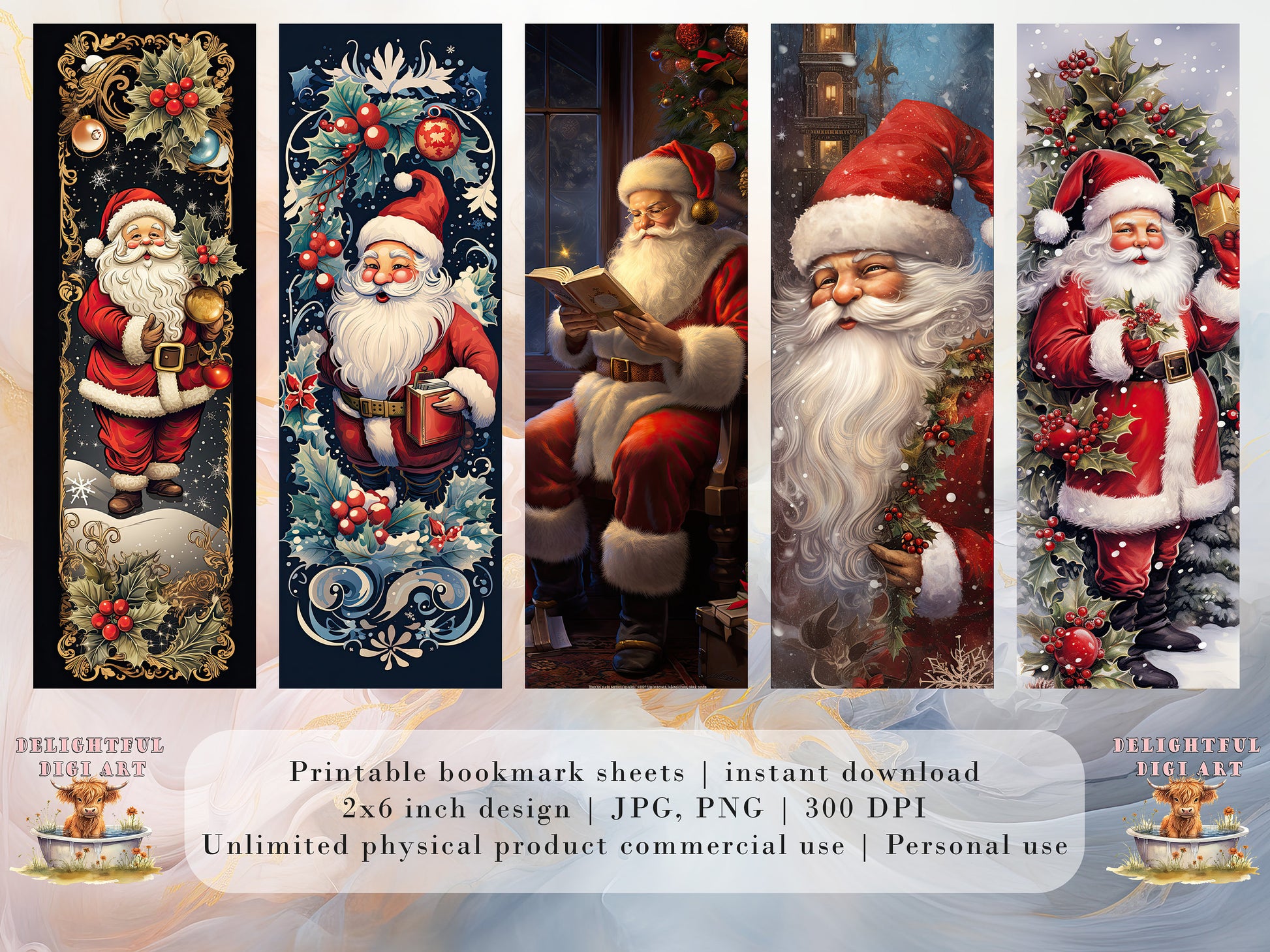 20 Retro Christmas Printable Bookmarks | Digital Download JPG Bookmark Sheets | PNG bookmark sublimation | Bookmark set | Cute Xmas Graphics