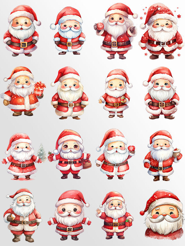 Cute Santa Clipart: Santa Claus Art for Christmas Crafts and Decor | PNG Bundle | Digital Download | Sublimation files | Kawaii X-mas Pack