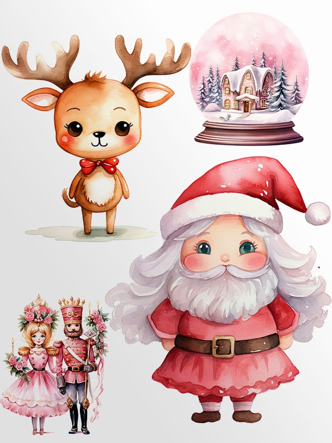 Cute Christmas Clipart: Christmas Crafts and Decor | PNG Bundle | Digital Download | Sublimation files | Watercolor X-mas Pack| Junk Journal