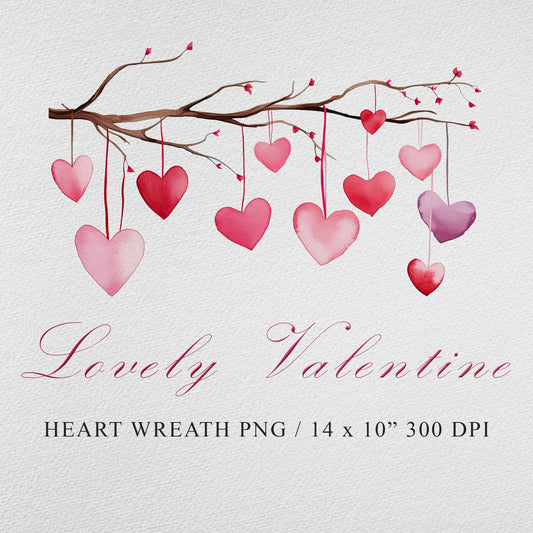 Watercolor Valentine, Valentine clipart, Heart clipart, Valentine PNG, Love clipart, Valentineday clipart, Heart wreath, Pink clipart