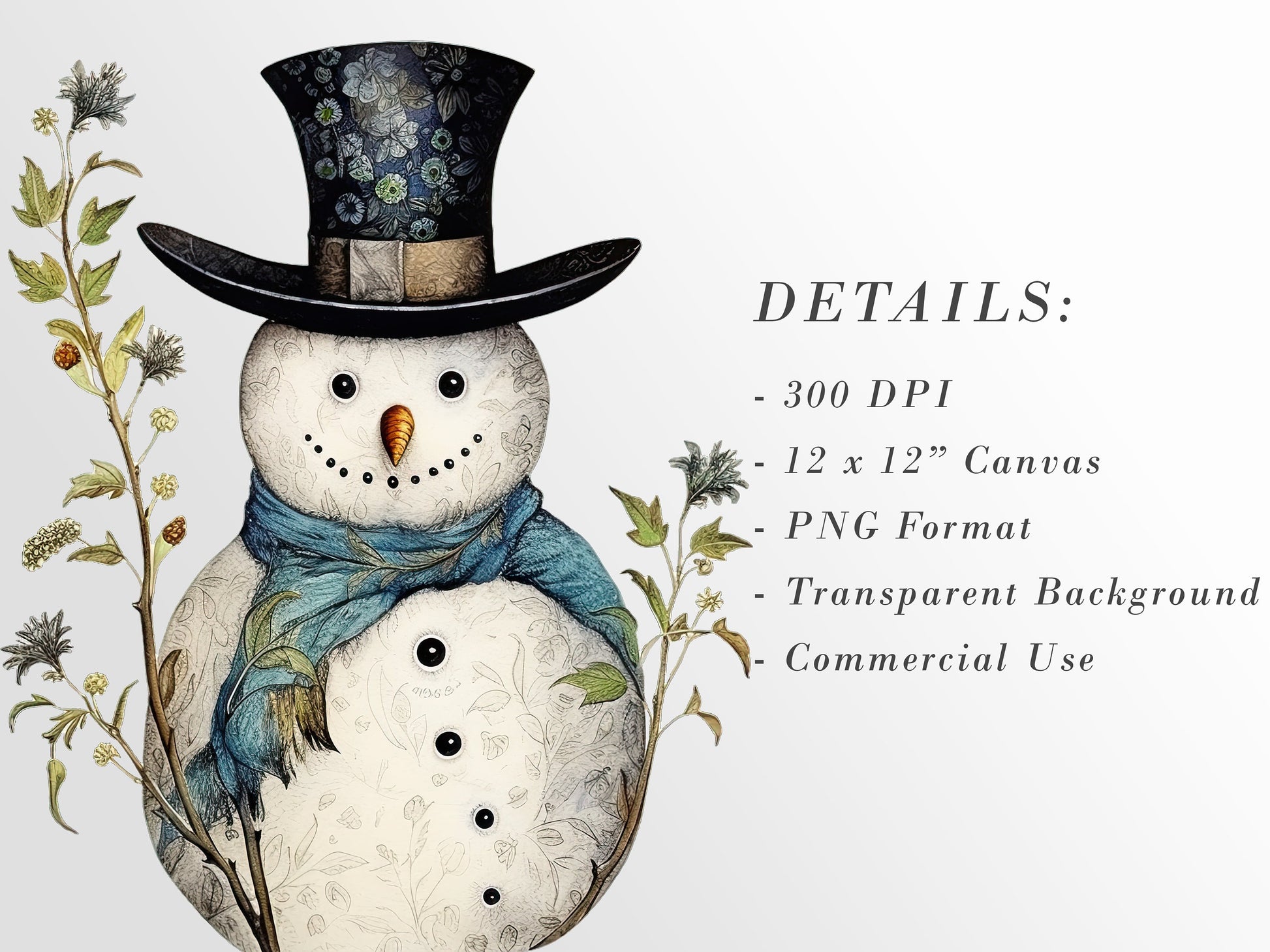 Whimsical Snowmen Clipart: Snowman Art for Christmas Crafts and Decor | PNG Bundle | Digital Download | Sublimation files | Retro Snowman
