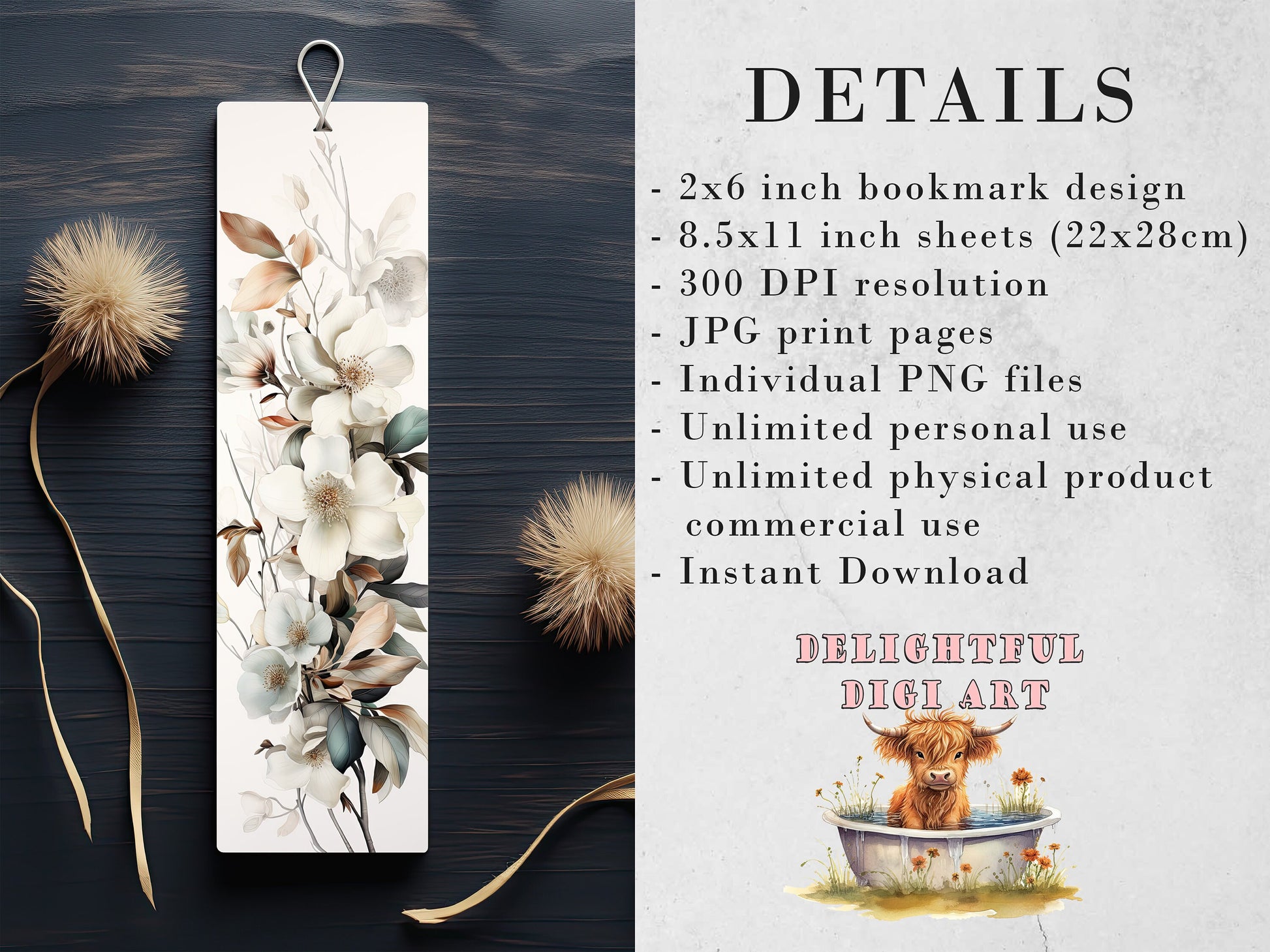 20 Botanical Watercolor Printable Bookmarks | Digital Download JPG Bookmark Set | PNG bookmark | Neutral floral sublimation bookmark set