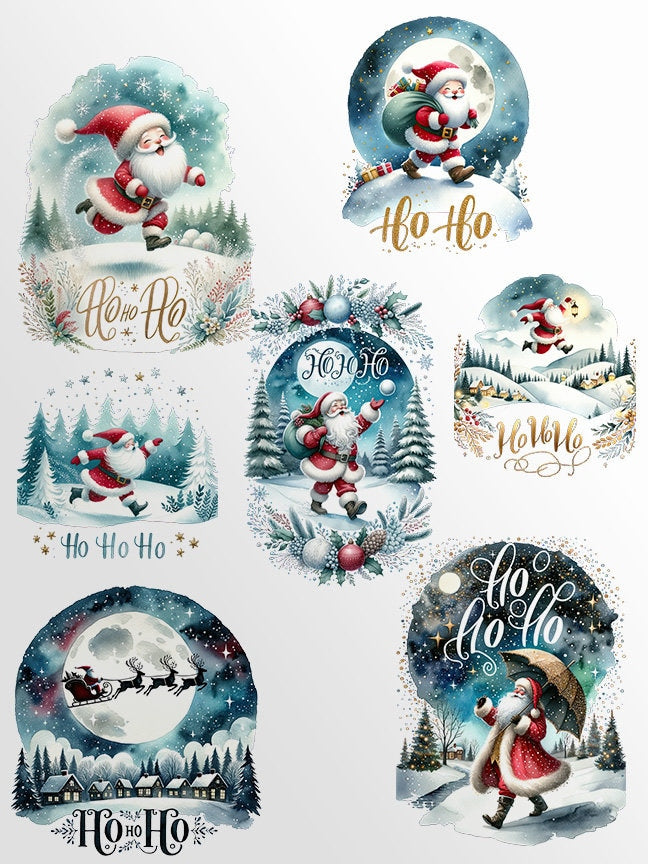 Cute Santas Clipart: Santa Claus Art for Christmas Crafts and Decor | Ho Ho Ho PNG Bundle | Digital Download | Sublimation files| X-mas Pack