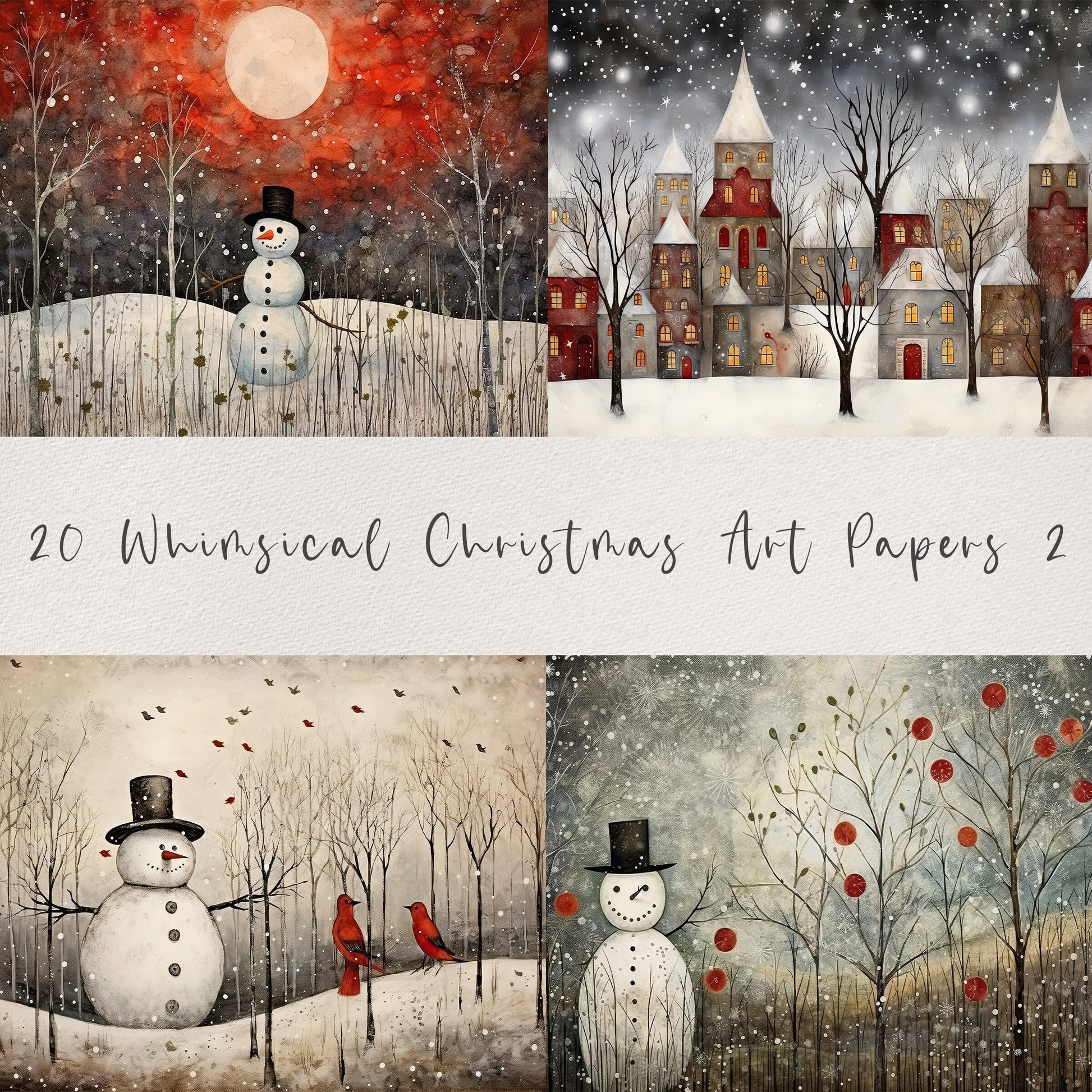 20 Whimsical Christmas Printable Art Pages| Digital Download JPG Paper Set| PNG sublimation| Whimsical Digital Paper | Retro Santa Claus