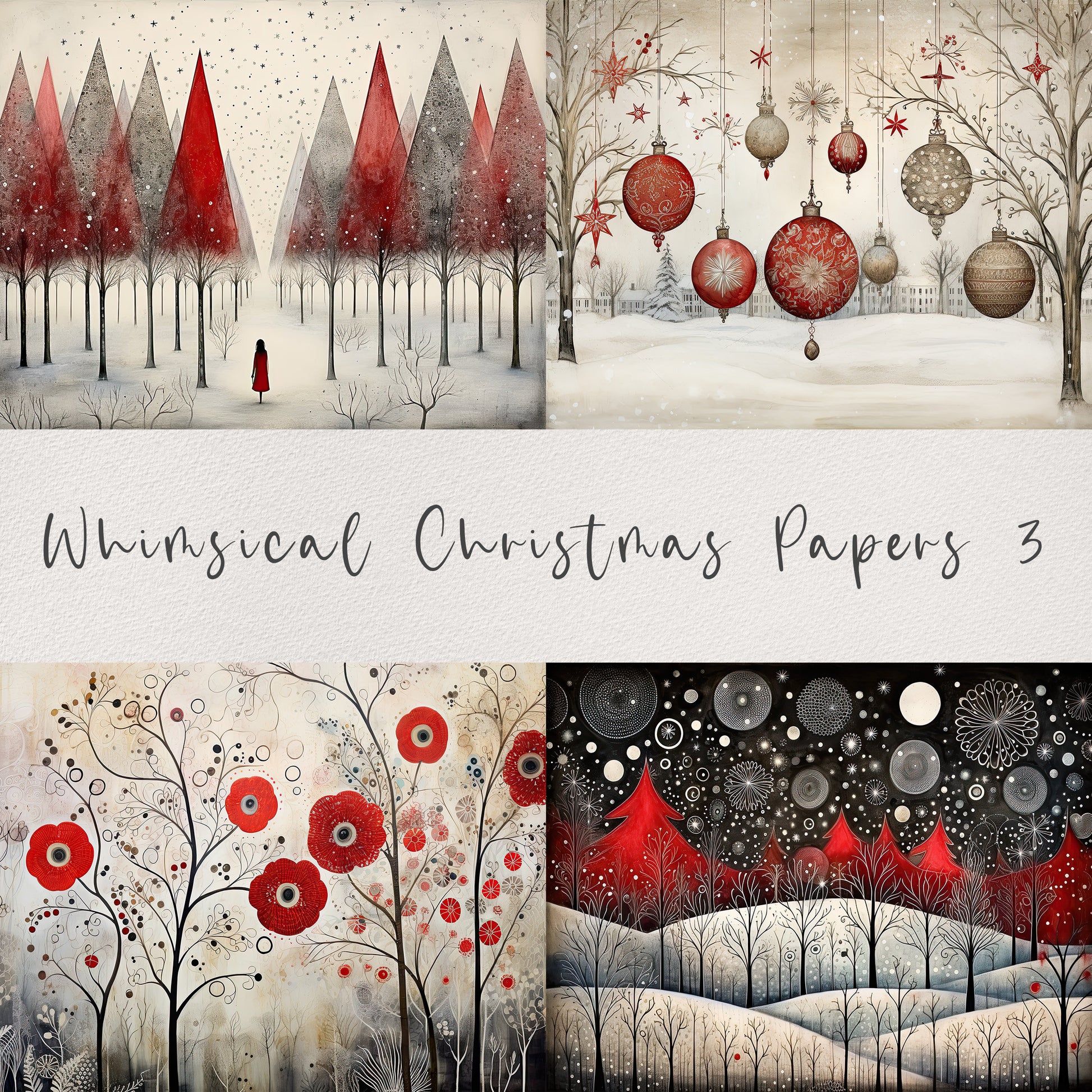 20 Whimsical Christmas Printable Art Pages| Digital Download JPG Paper Set| PNG sublimation| Whimsical Digital Paper | Retro Santa Claus