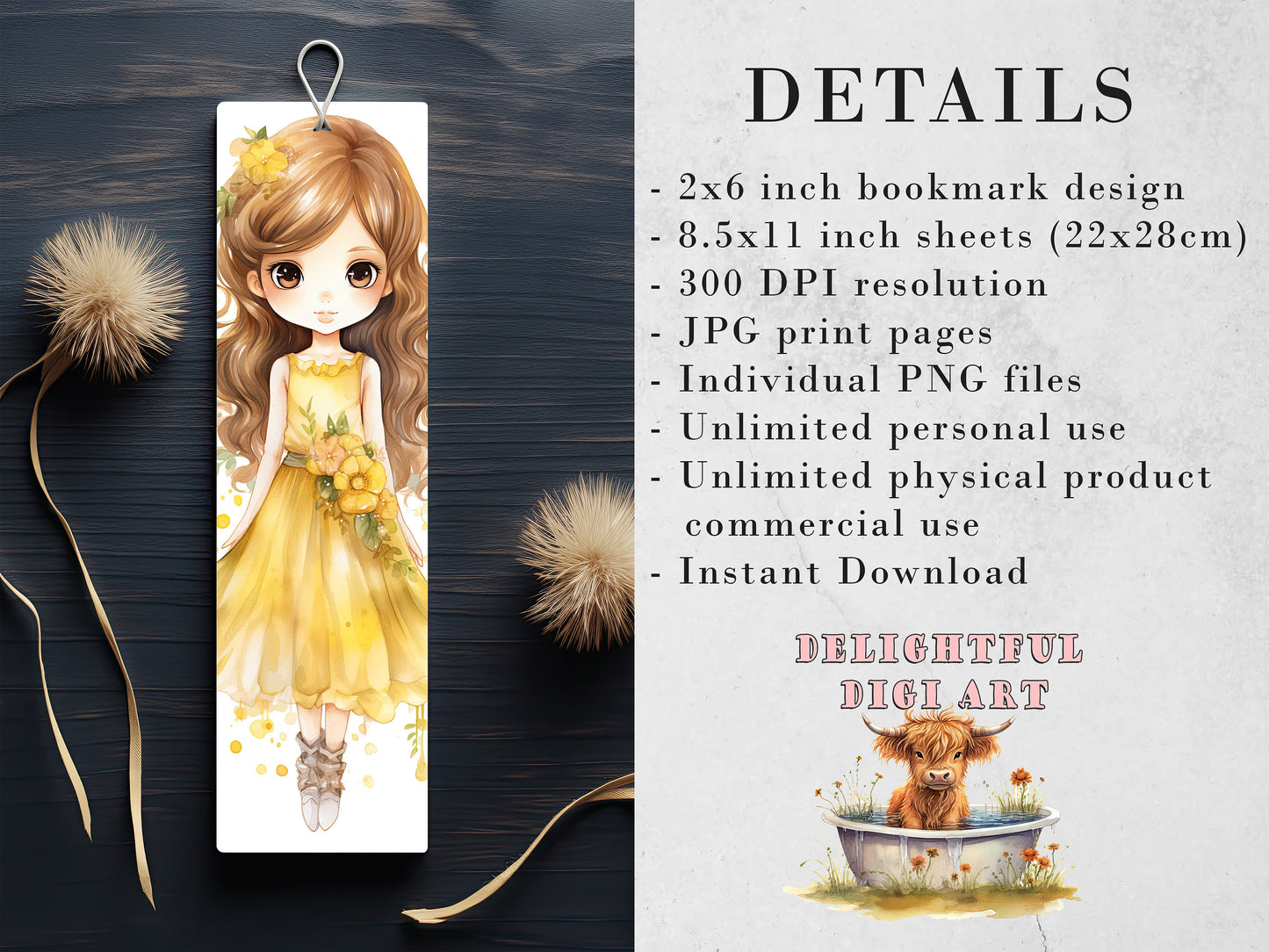 20 Chibi Prom Printable Bookmarks Digital Download JPG Bookmark Set Watercolor PNG Bundle| Big Eyes sublimation bookmark set| School Dance