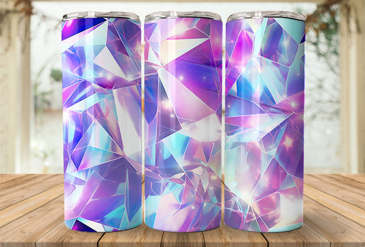 3D Glitter Crystal Holographic Sparkling Seamless, 20oz Tumbler Sublimation Design, Straight Tumbler Wrap, PNG Digital Download