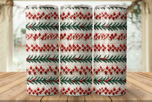 Christmas Knit Seamless 20oz Tumbler Sublimation Design, Straight Tumbler Wrap, PNG Digital Download, Ugly Sweater, Cozy Xmas 3d embroidery