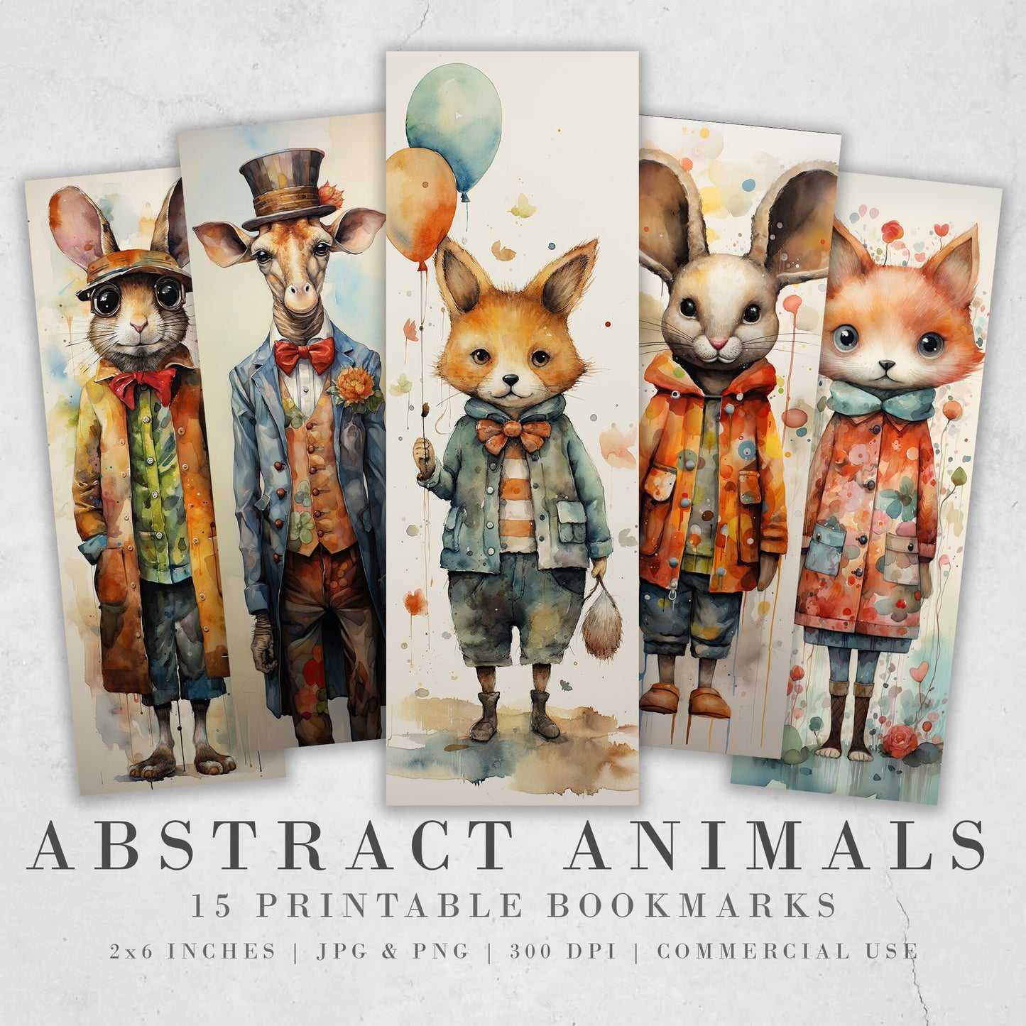 15 Cute Animal Printable Bookmarks | Digital Download JPG Bookmark Set| PNG bookmark sublimation | Whimsical bookmark set | Fussy Cuts