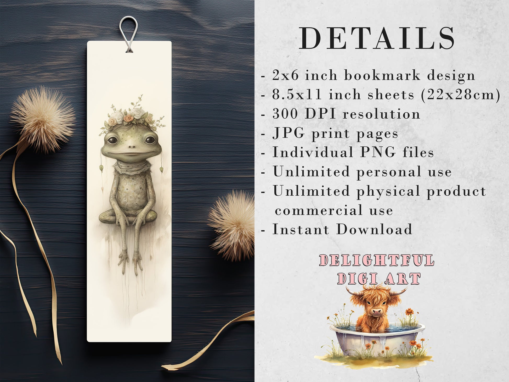 Whimsical Creatures Printable Bookmarks, Cute Animal Book Lovers Designs, Bookmark Sublimation Designs, Creative Gifts for readers