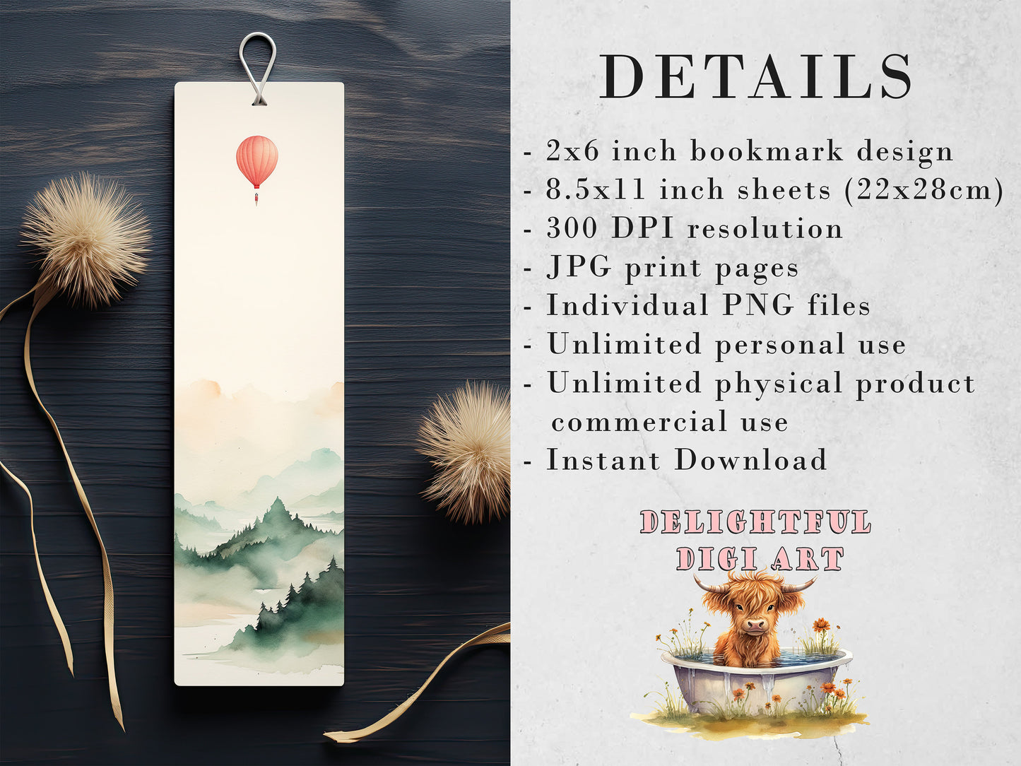 Watercolor Landscape Printable Bookmarks| 10 Minimalist Design Bookmarks| Book Lover Gift| DIY Craft Idea| JPG Bookmark Sheets| PNG Bundle