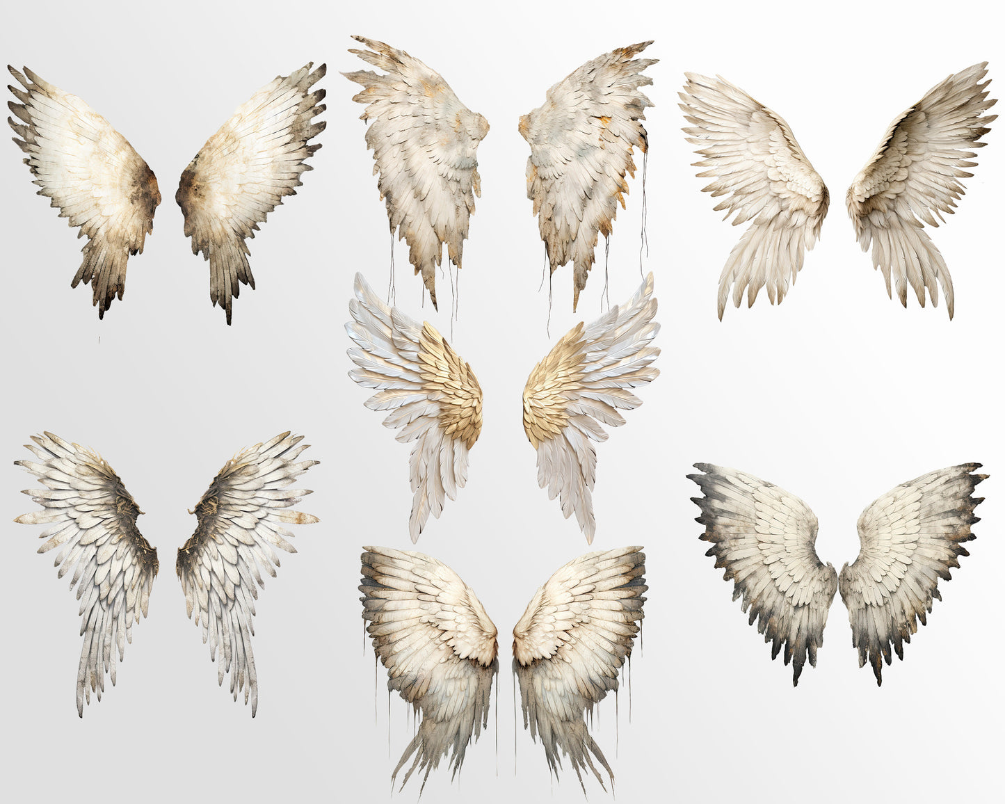 Angel Wings Clipart: Wings for Paper Crafts | PNG Bundle | Digital Download | Sublimation Designs| Fussy Cuts Printable Sheets| Junk Journal