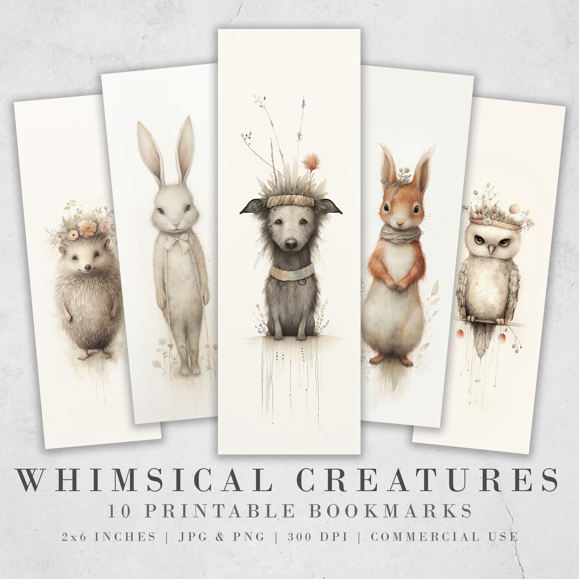 Whimsical Creatures Printable Bookmarks, Cute Animal Book Lovers Designs, Bookmark Sublimation Designs, Creative Gifts for readers