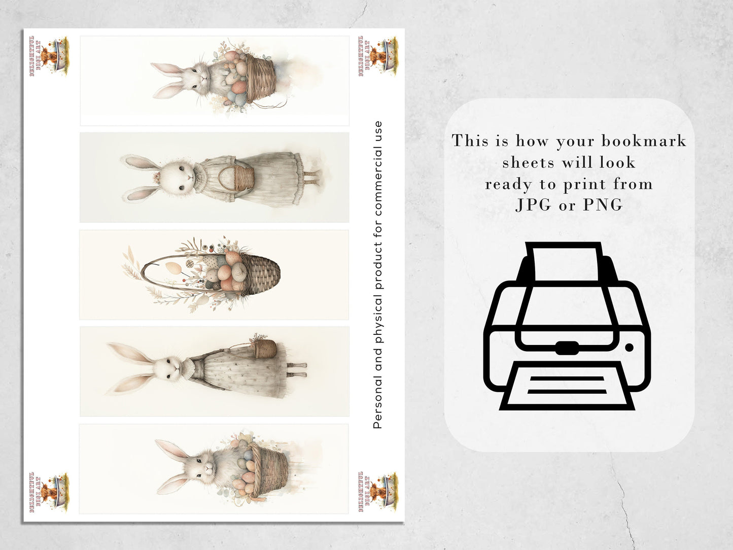 Easter Bunny Whimsy Printable Bookmarks, Cute Animal Book Lovers Designs, Bookmark Sublimation Designs, Creative Gifts for readers, Fun art