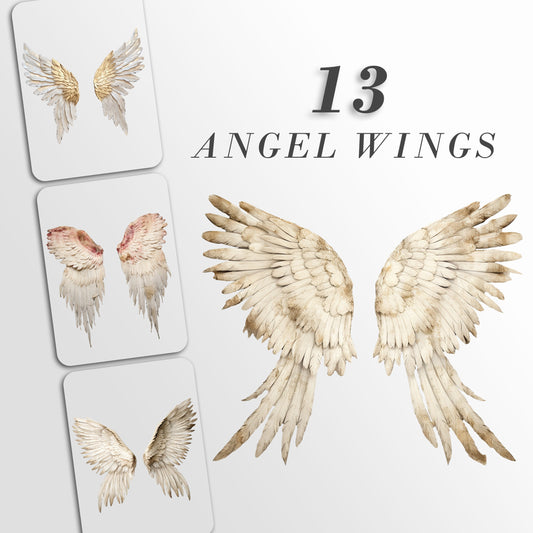 Angel Wings Clipart: Wings for Paper Crafts | PNG Bundle | Digital Download | Sublimation Designs| Fussy Cuts Printable Sheets| Junk Journal