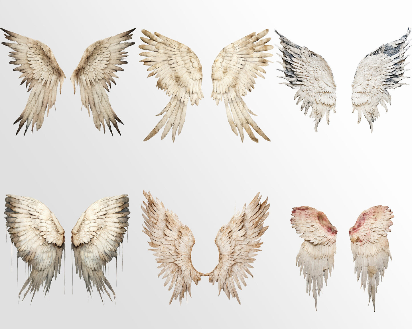 Angel Wings Clipart: Wings for Paper Crafts | PNG Bundle | Digital Download | Sublimation Designs| Fussy Cuts Printable Sheets| Junk Journal