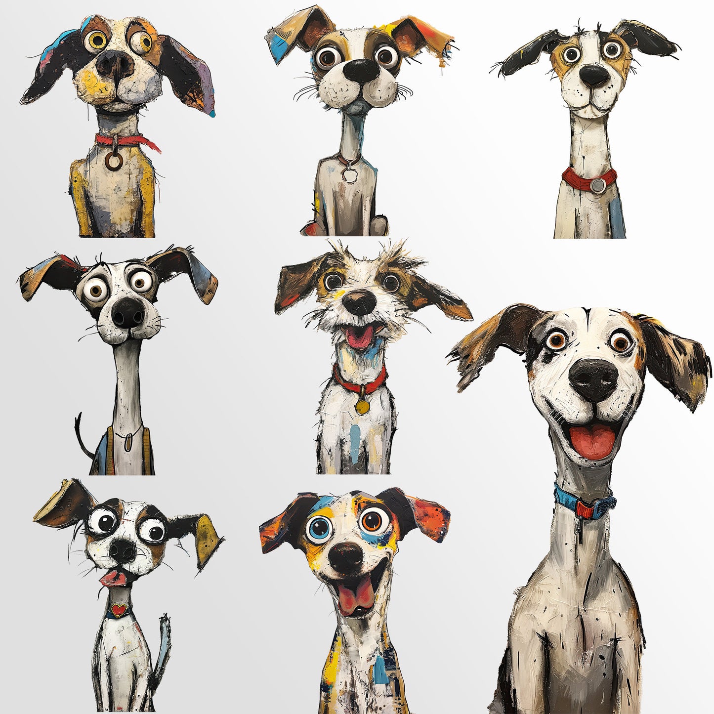 The Muttley Crew Clipart: Quirky Dog Characters | Mixed Media Mutts | Junk Journal Art | PNG Bundle| Sublimation files| Digital Illustration