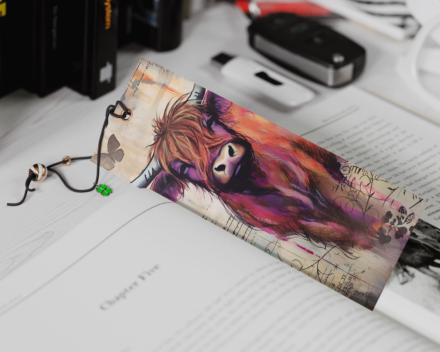 The Bovine Brigade Printable Bookmarks| 15 Quirky Mixed Media Cow Bookmark Sheets| PNG bookmark sublimation| Highland Cow Digital Bookmarks