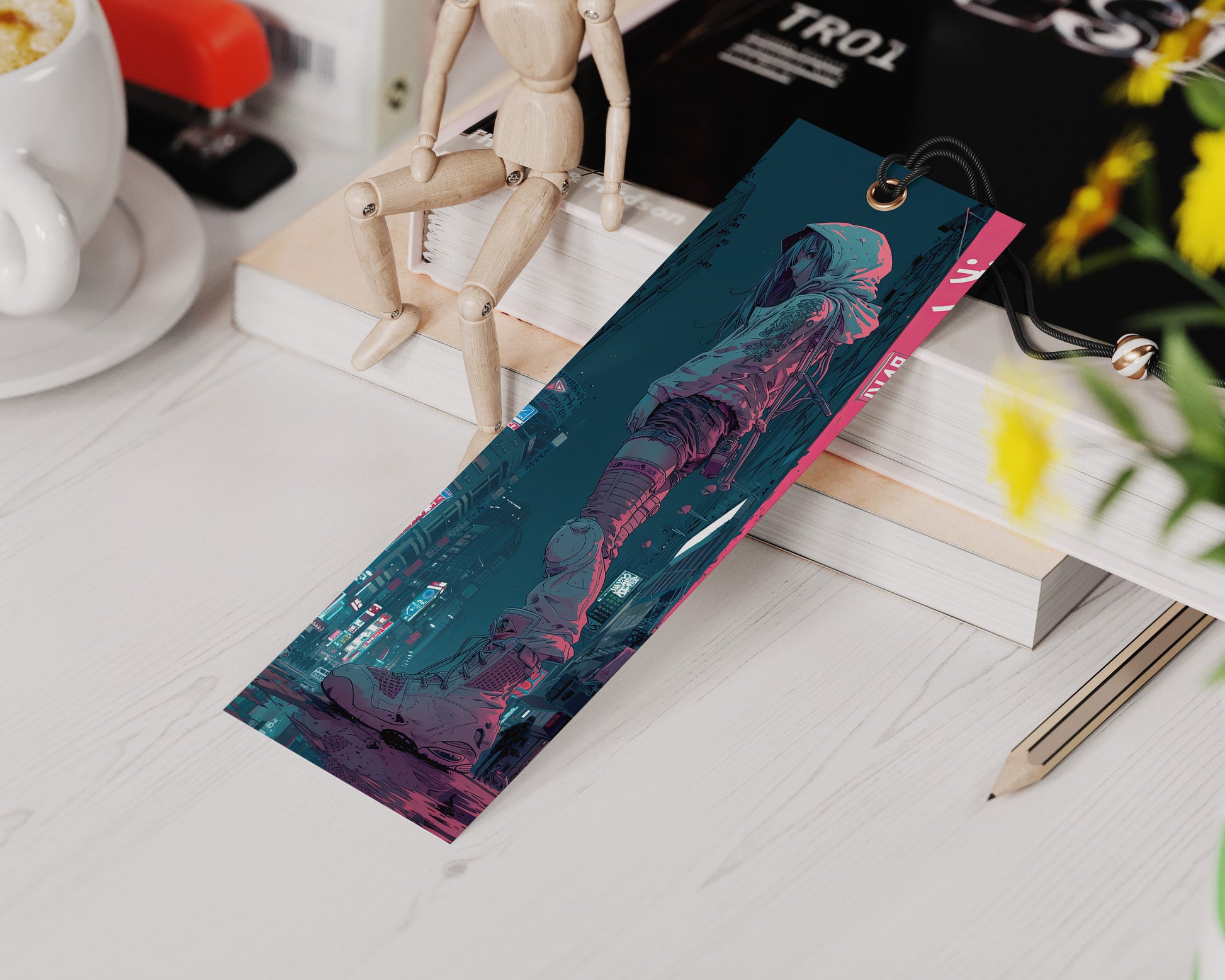 15 Anime Girls Printable Bookmarks| Cyberpunk Bookmark Sheets| PNG bookmark sublimation| Manga Digital Bookmarks tattoos and city scape