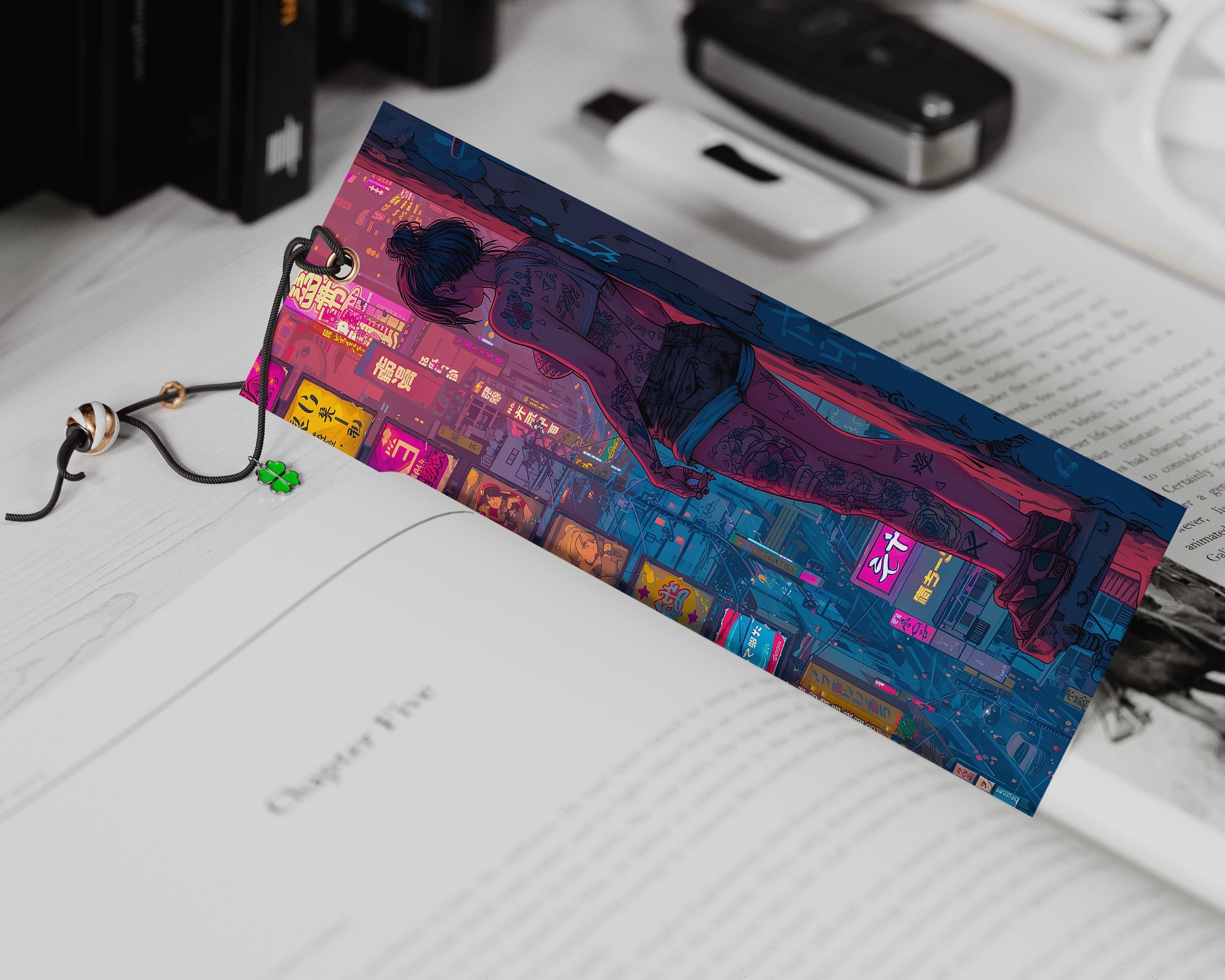 15 Anime Girls Printable Bookmarks| Cyberpunk Bookmark Sheets| PNG bookmark sublimation| Manga Digital Bookmarks tattoos and city scape