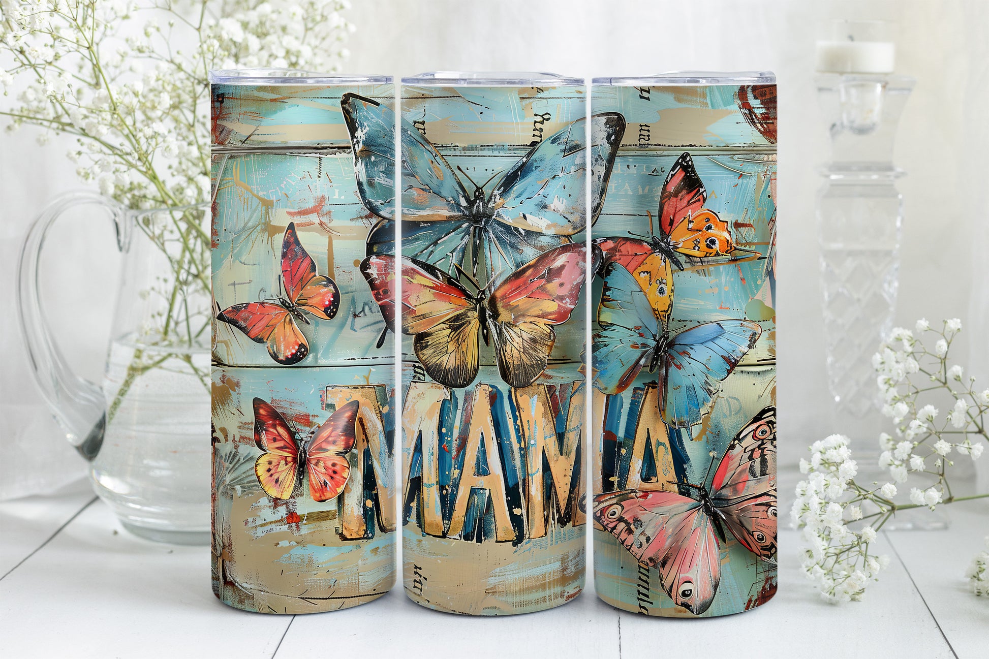 8 Mama 20oz Skinny Tumbler Sublimation Wraps | Straight Tumbler Wrap PNG| Proud Mom Seamless Design Bundle| Mixed Media Mother's Day Gift