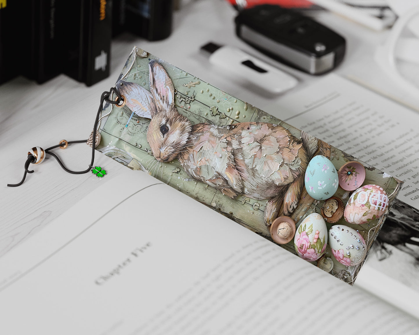 10 Easter Bunnies Printable Bookmarks | Digital Download JPG Bookmark Sheets | PNG bookmark sublimation | Mixed Media Rabbits bookmark set