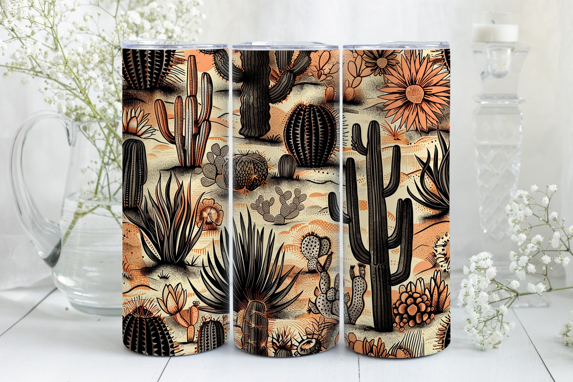 8 Boho Desert Vibes 20oz Sublimation Tumbler Wrap Digital Designs, Western Country Rustic PNG File Tumbler Design