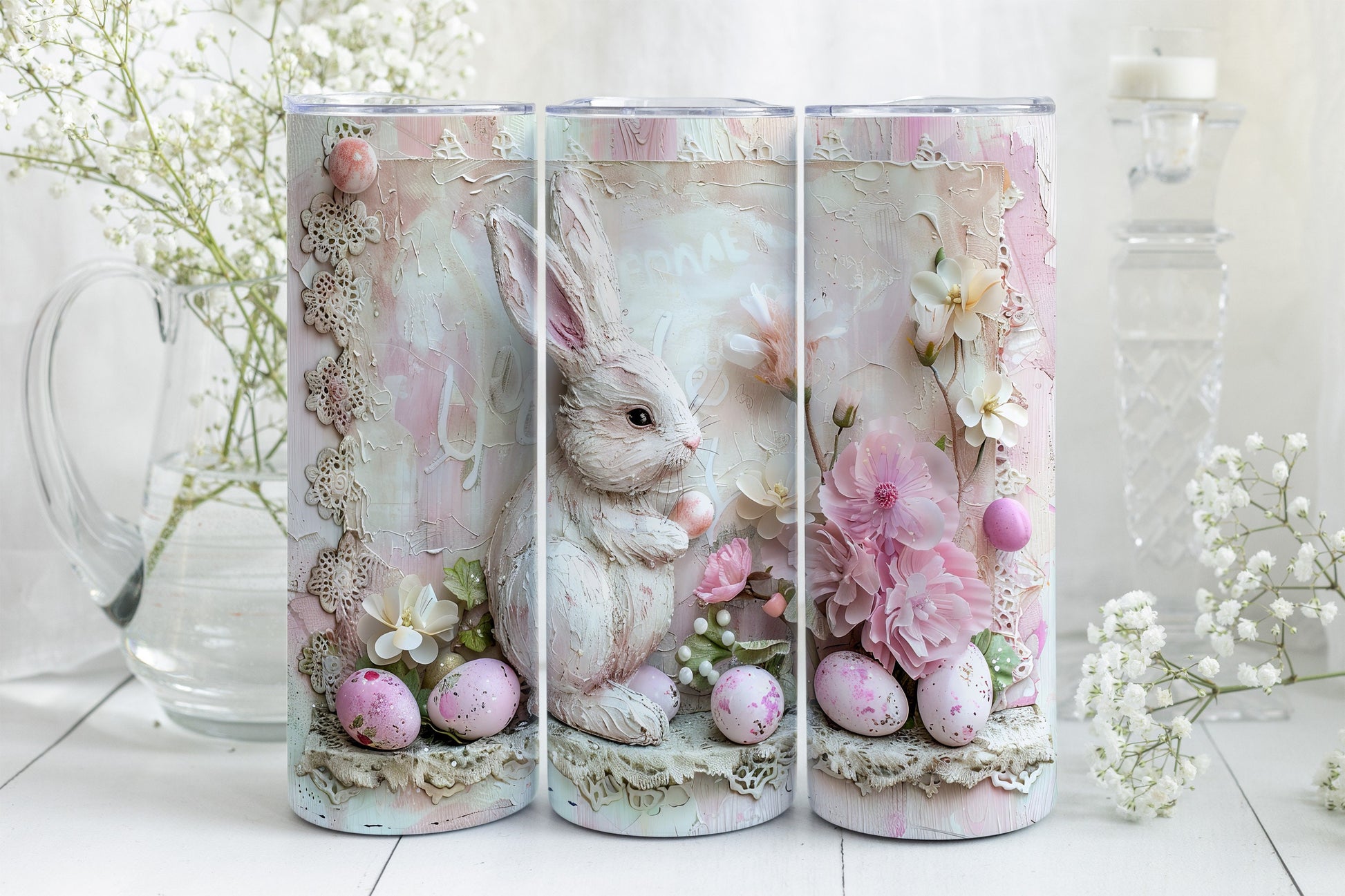 9 Easter Bunny 20oz Skinny Tumbler Sublimation Wraps | Digital Download Straight Tumbler Wrap PNG| Pastel Rabbit & Easter Egg Design Bundle