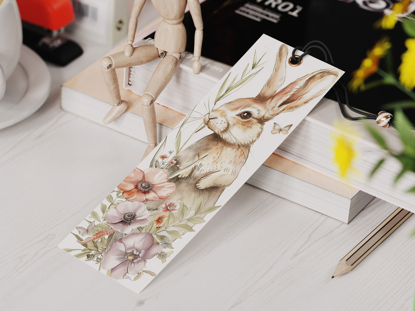 15 Floral Bunnies Printable Bookmarks| Digital Download JPG Bookmark Sheets| PNG bookmark sublimation| Easter Rabbits Gift for Girls