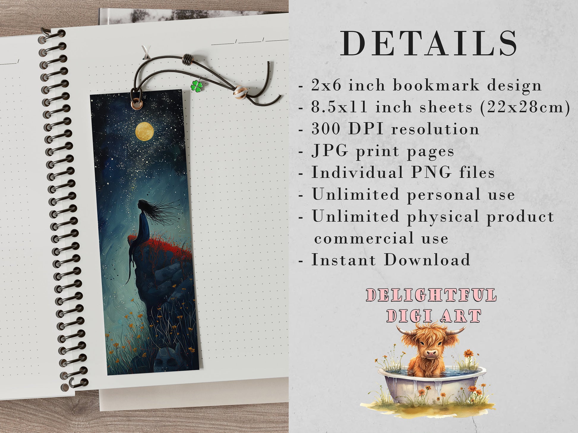 Whimsical Adventure Printable Bookmarks| Quirky Fantasy Bookmark Sheets| PNG bookmark sublimation| Gift for Girls Cute Illustrations