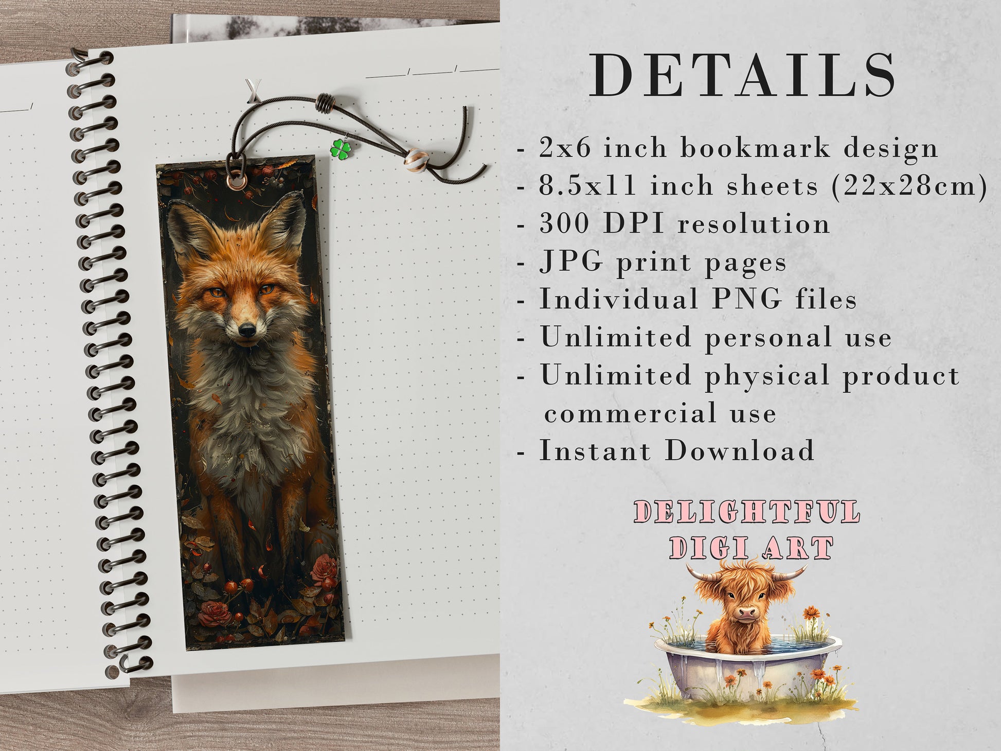 15 Twisted Forest Printable Bookmarks| Quirky Animal Bookmark Sheets| PNG bookmark sublimation| Whimsical Creatures Digital Bookmarks