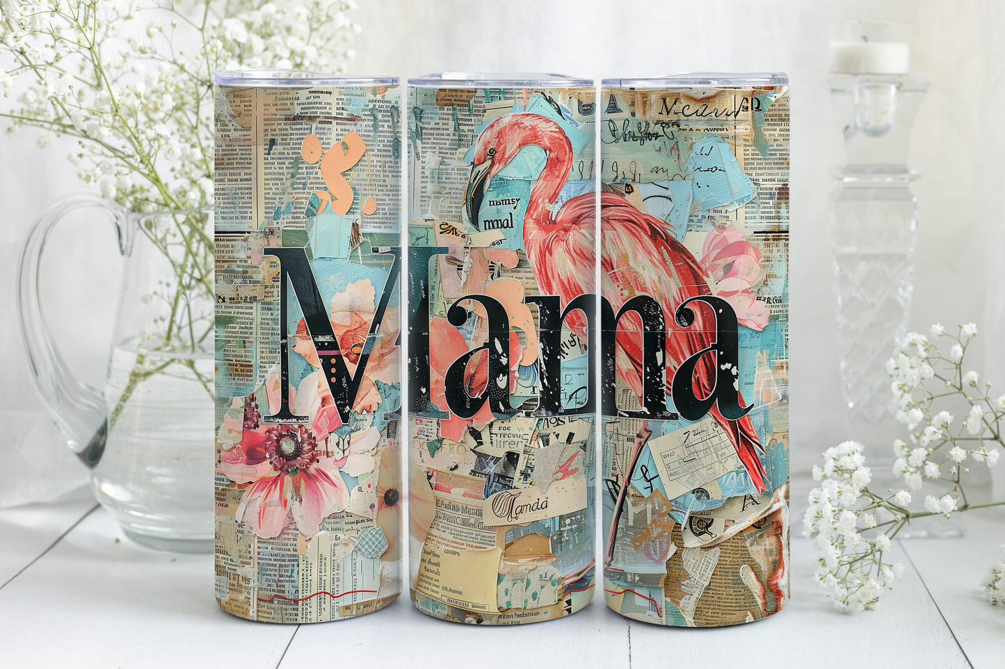 8 Mama 20oz Skinny Tumbler Sublimation Wraps | Straight Tumbler Wrap PNG| Strong Mom Seamless Design Bundle|Mixed Media Mother's Day Gift