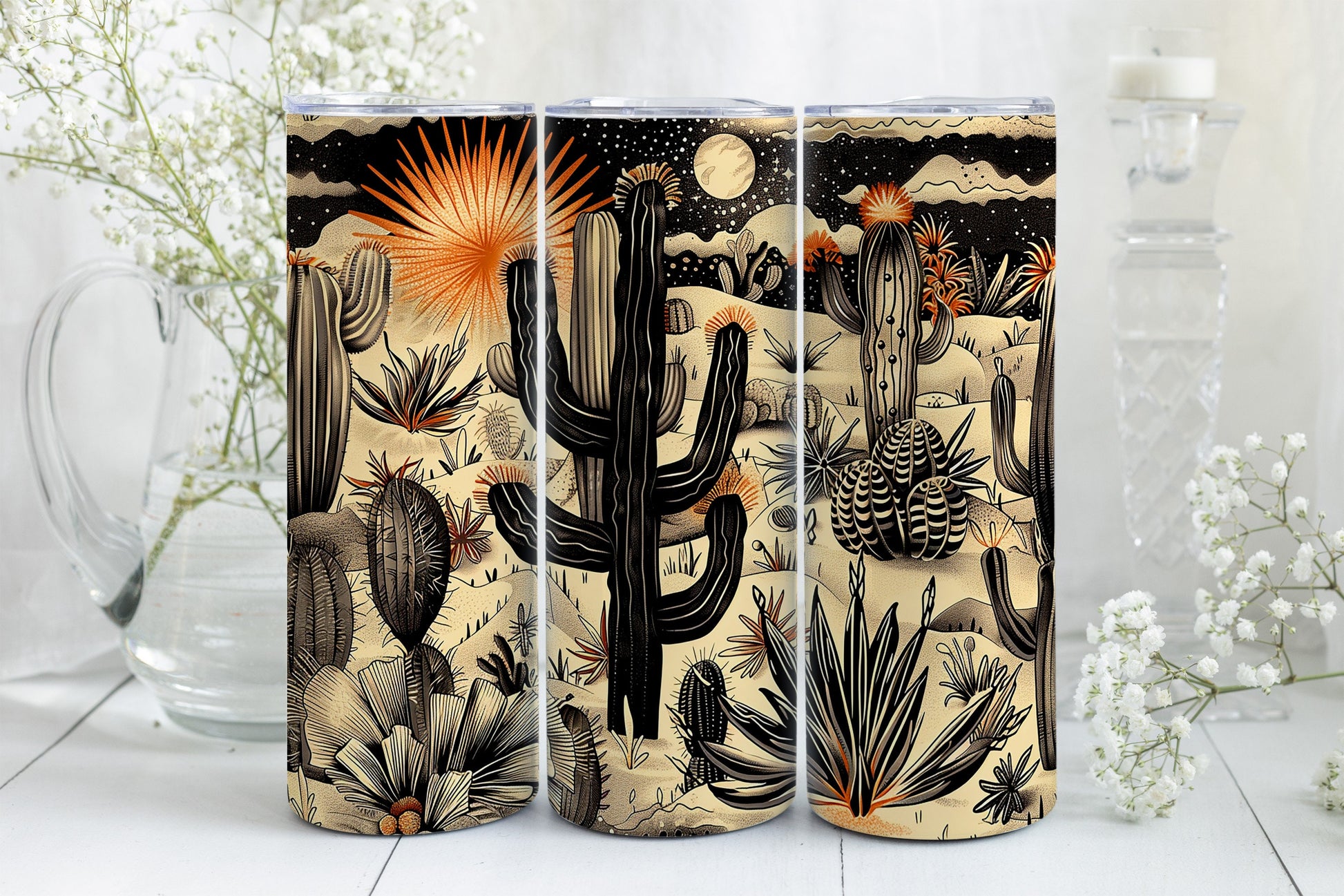 8 Boho Desert Vibes 20oz Sublimation Tumbler Wrap Digital Designs, Western Country Rustic PNG File Tumbler Design