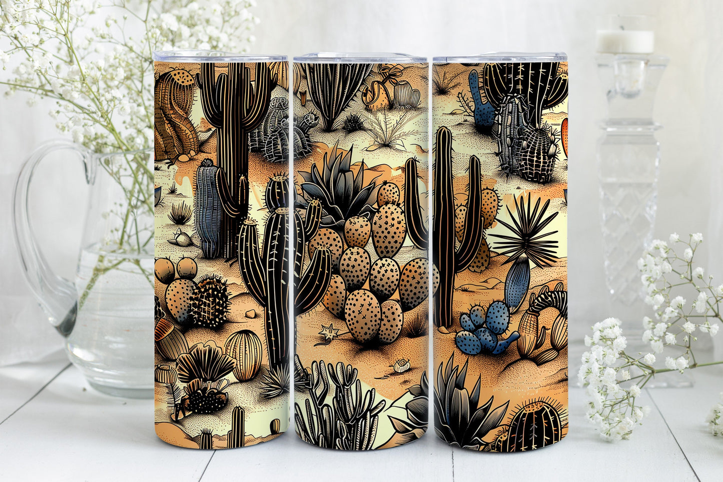 8 Boho Desert Vibes 20oz Sublimation Tumbler Wrap Digital Designs, Western Country Rustic PNG File Tumbler Design