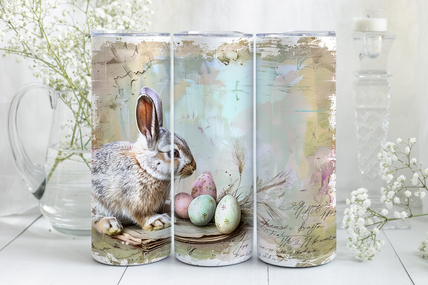 9 Easter Bunny 20oz Skinny Tumbler Sublimation Wraps | Digital Download Straight Tumbler Wrap PNG| Pastel Rabbit & Easter Egg Design Bundle