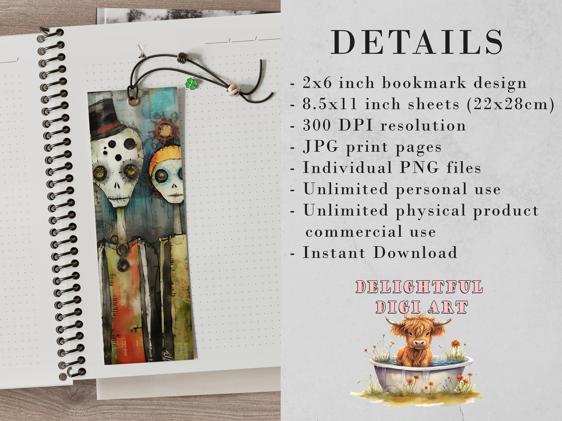 10 Quirky Zombies Printable Bookmarks | Digital Download JPG Bookmark Set| PNG bookmark sublimation | Halloween bookmark set | Fussy Cuts