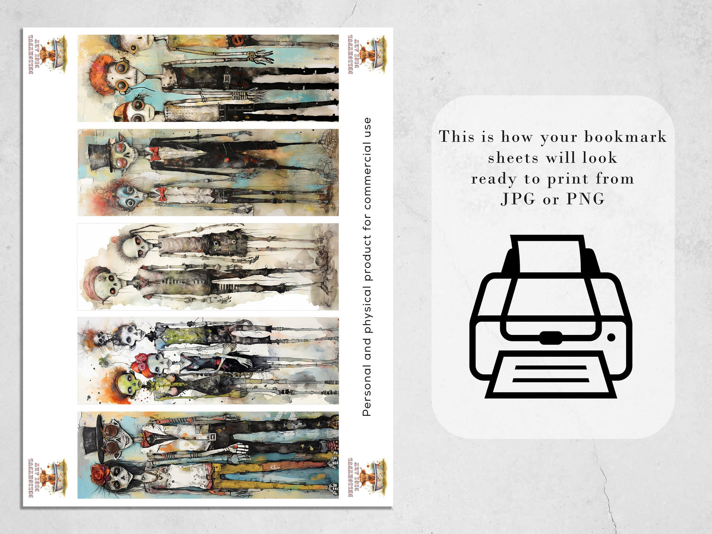 10 Quirky Zombies Printable Bookmarks | Digital Download JPG Bookmark Set| PNG bookmark sublimation | Halloween bookmark set | Fussy Cuts