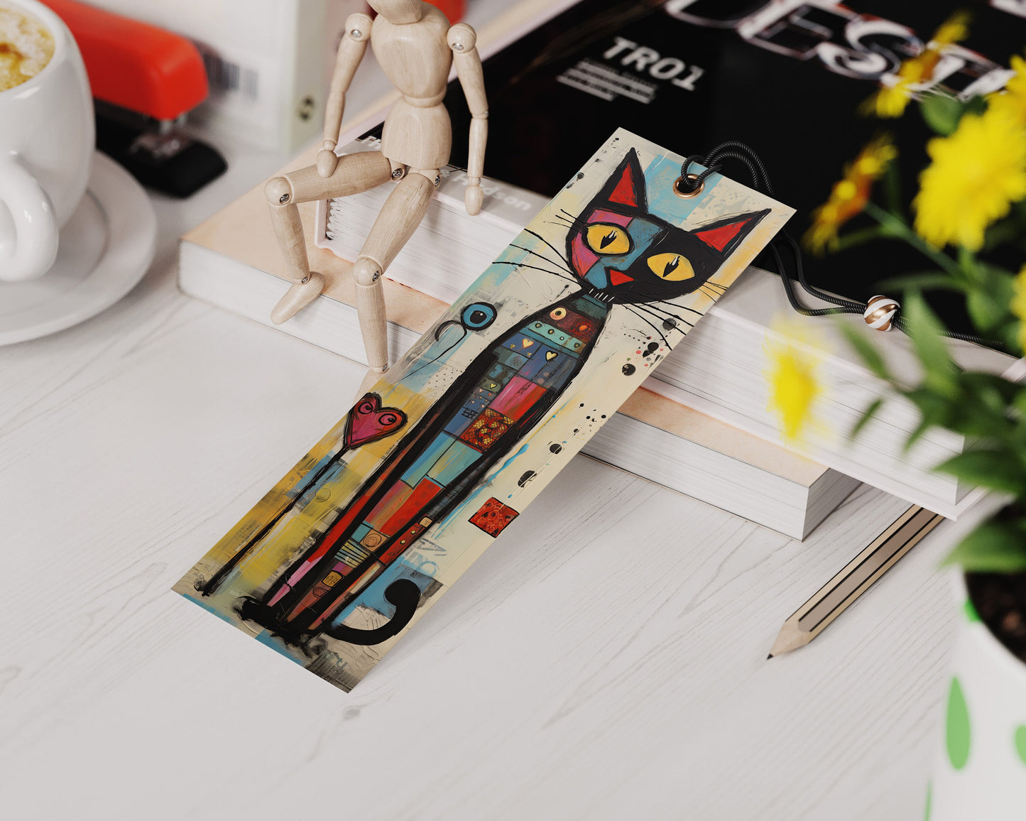 Meow Society Printable Bookmarks II | 10 Quirky Mixed Media Cat Bookmark Sheets| PNG bookmark sublimation| Whimsical Cat Digital Bookmarks